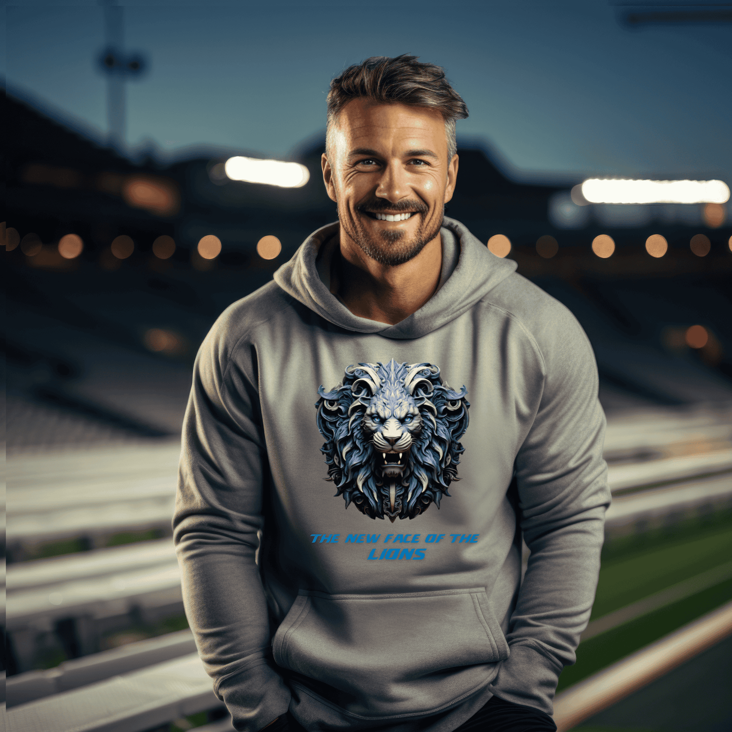 Thet Lions THE NEW FACE OF THE LIONS 3D Realistic Hooded Sweatshirt - Gear Up for Victory!