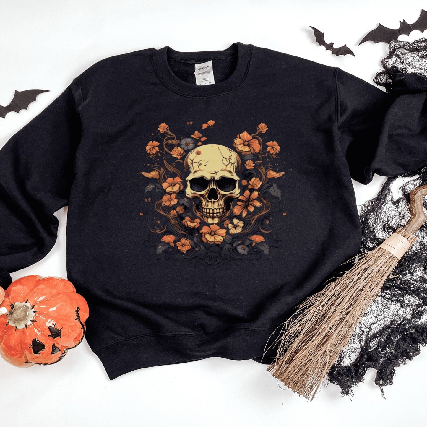 Skull and Roses Halloween Sweatshirt