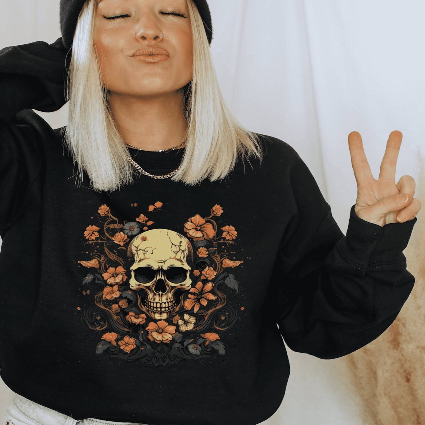 Skull and Roses Halloween Sweatshirt