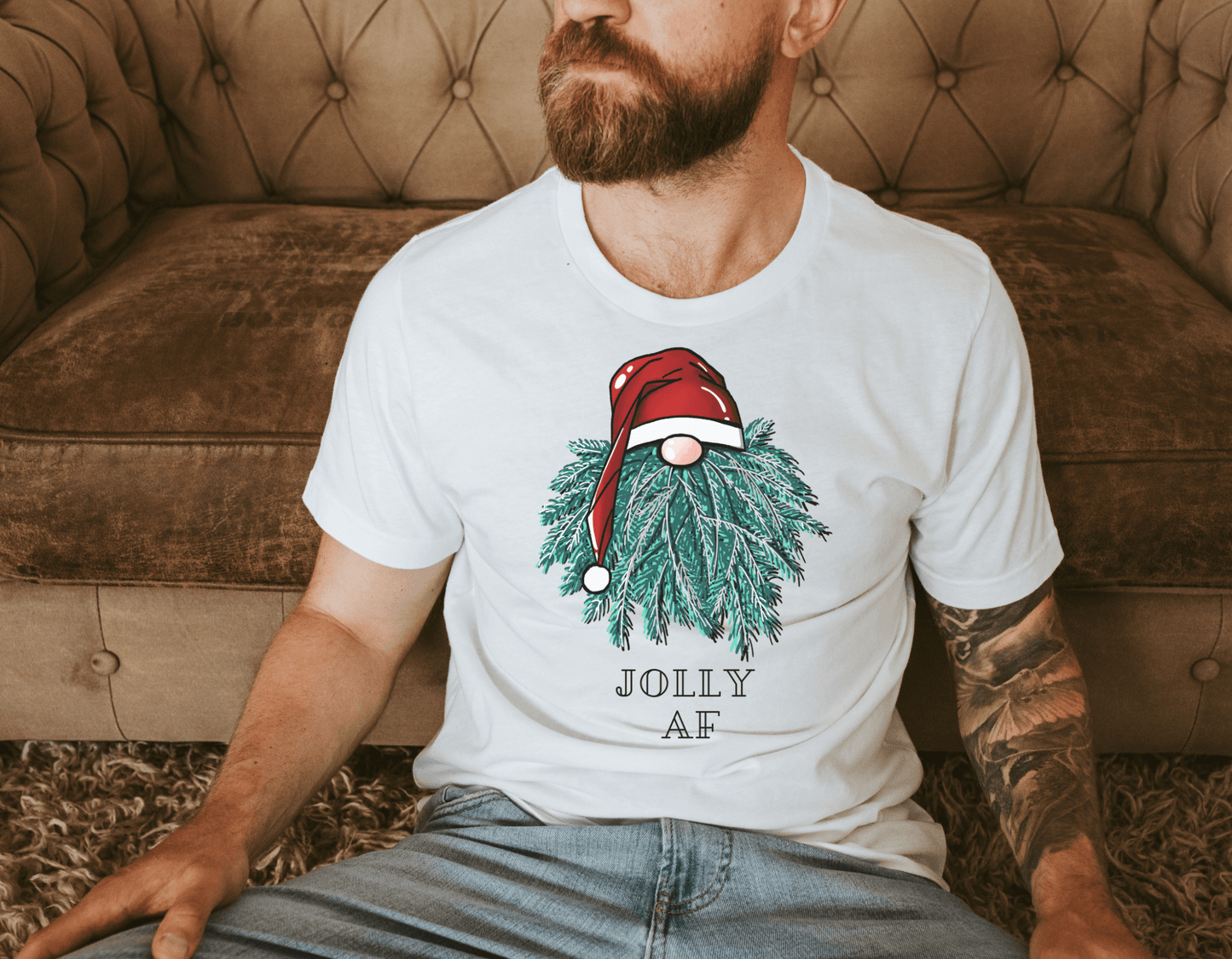 Funny tshirts! Celebrate The Holiday With This Christmas Jolly AF Unisex White T-shirt